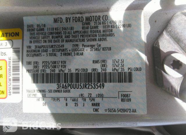 Ford Fusion 2018, VIN 3FA6P0UU5JR253549, 8/19