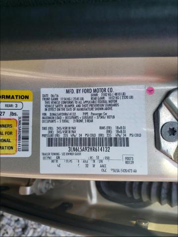 Lincoln MKZ 2017, VIN 3LN6L5A92HR614132, 9/16