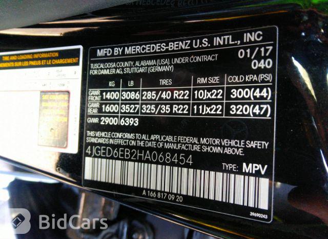 Mercedes-Benz GLE-Class 2017, VIN 4JGED6EB2HA068454, 8/18