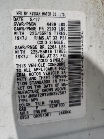 Nissan Rogue 2017, VIN JN8AT2MT9HW397507, 10/21
