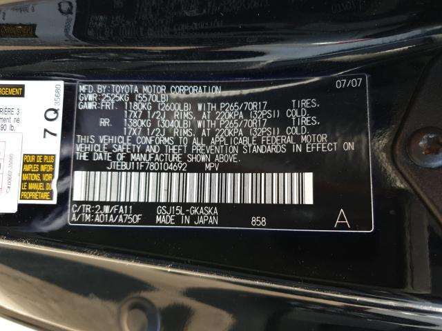 Toyota FJ 2008, VIN JTEBU11F780104692, 10/21