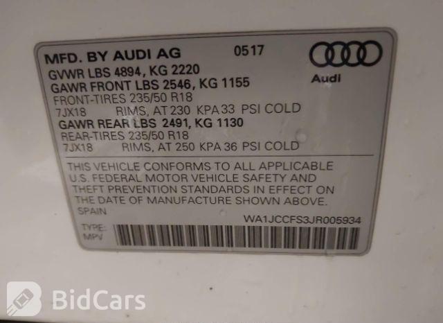 Audi Q3 2018, VIN WA1JCCFS3JR005934, 9/21